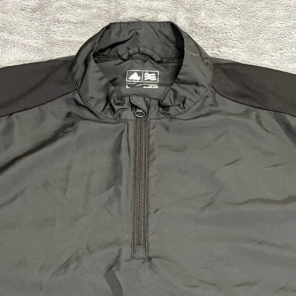 Adidas Golf Mens Black 1/4 Zip Short Sleeve Windbreaker Jacket AE5938 Large